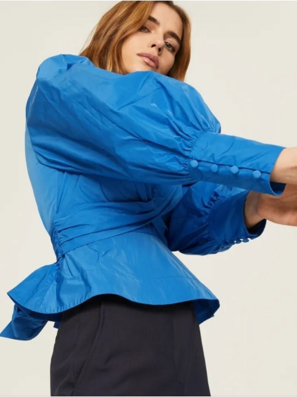 Veronica Beard Seema Long Sleeve Crisscross Blouse In Bluebell Sz 8 - Picture 4 of 16